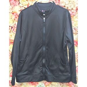 Urbane Performance Women's Scrub Jacket Black Zip Front Warm Up Large L LGE